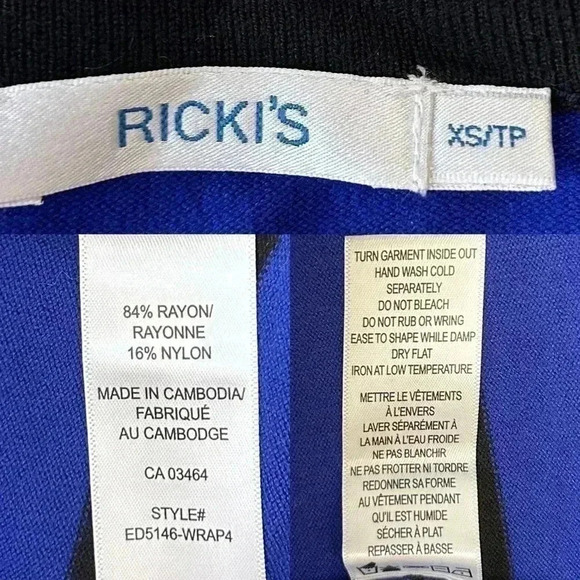 Ricki’s Wrap Front Sweater Deep V Neckline Thin Knit Blue Black Stripes  XS - Picture 9 of 15